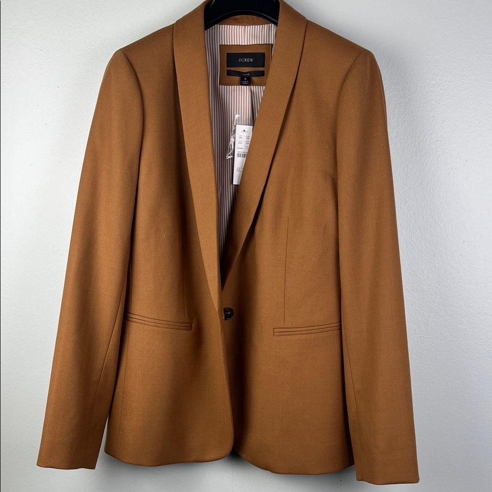 J. Crew Tan Camel Single-Button Shawl Collar Blazer